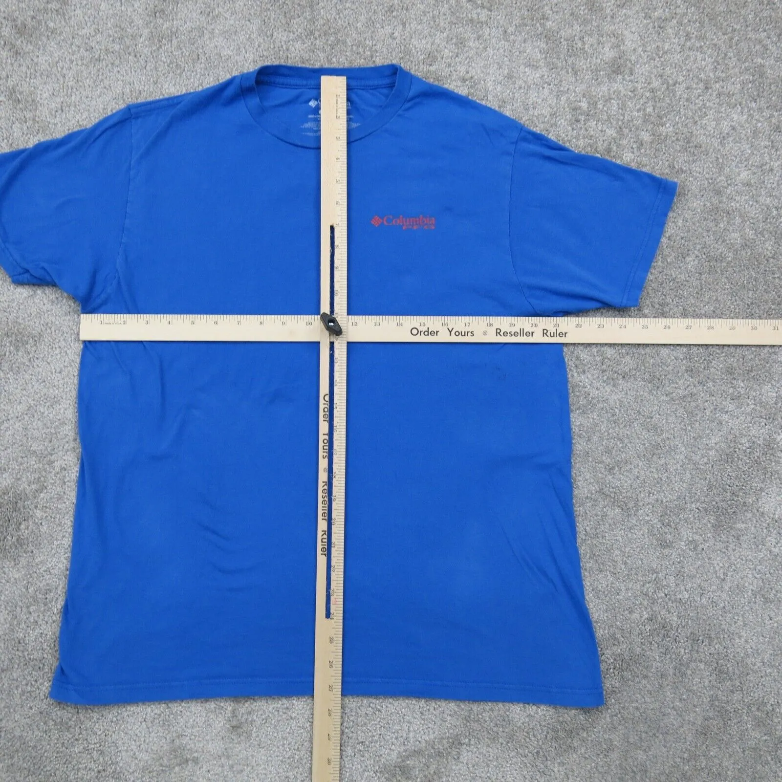 Columbia PFG Mens T Shirt Top 100% Cotton Back Graphic Tee Short Sleeve Blue L
