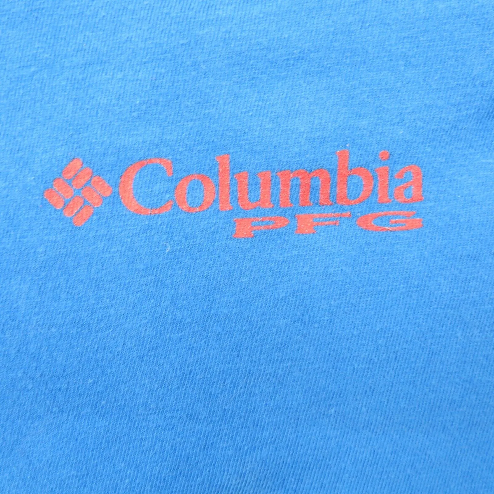 Columbia PFG Mens T Shirt Top 100% Cotton Back Graphic Tee Short Sleeve Blue L