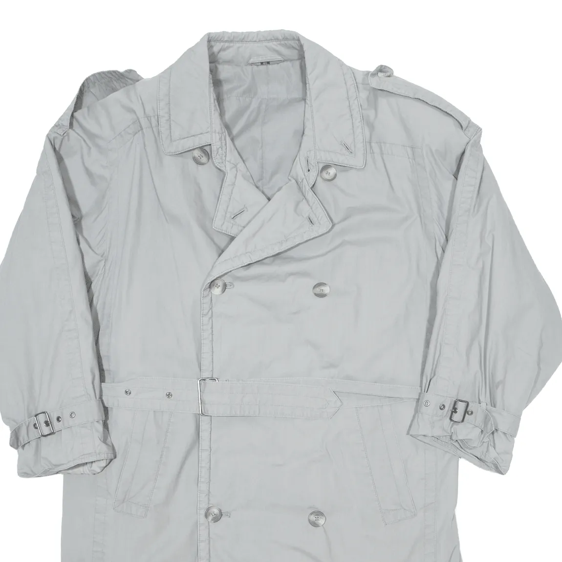 CREATION MANOR Insulated Mens Trench Coat Grey 90s L