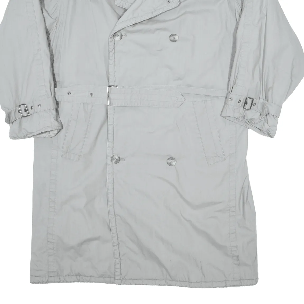 CREATION MANOR Insulated Mens Trench Coat Grey 90s L