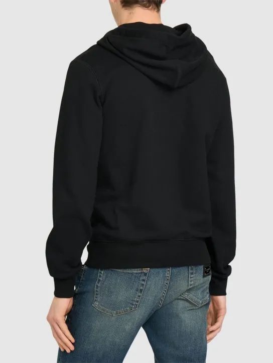 Dolce&amp;Gabbana   Logo plaque cotton jersey zip sweatshirt 