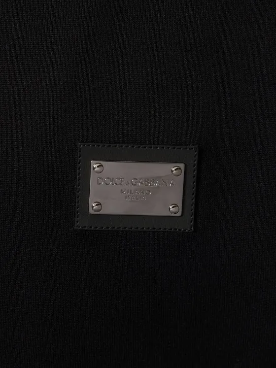 Dolce&amp;Gabbana   Logo plaque cotton jersey zip sweatshirt 