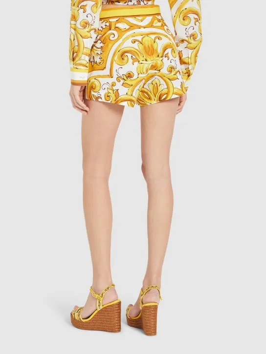 Dolce&amp;Gabbana   Maiolica printed poplin shorts 