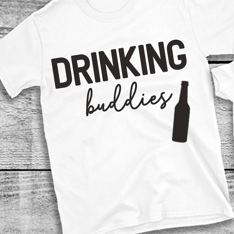 Drinking Buddies Beer, Milk & Wine Bottles Matching T-Shirt/Baby Vest White (MRK X)