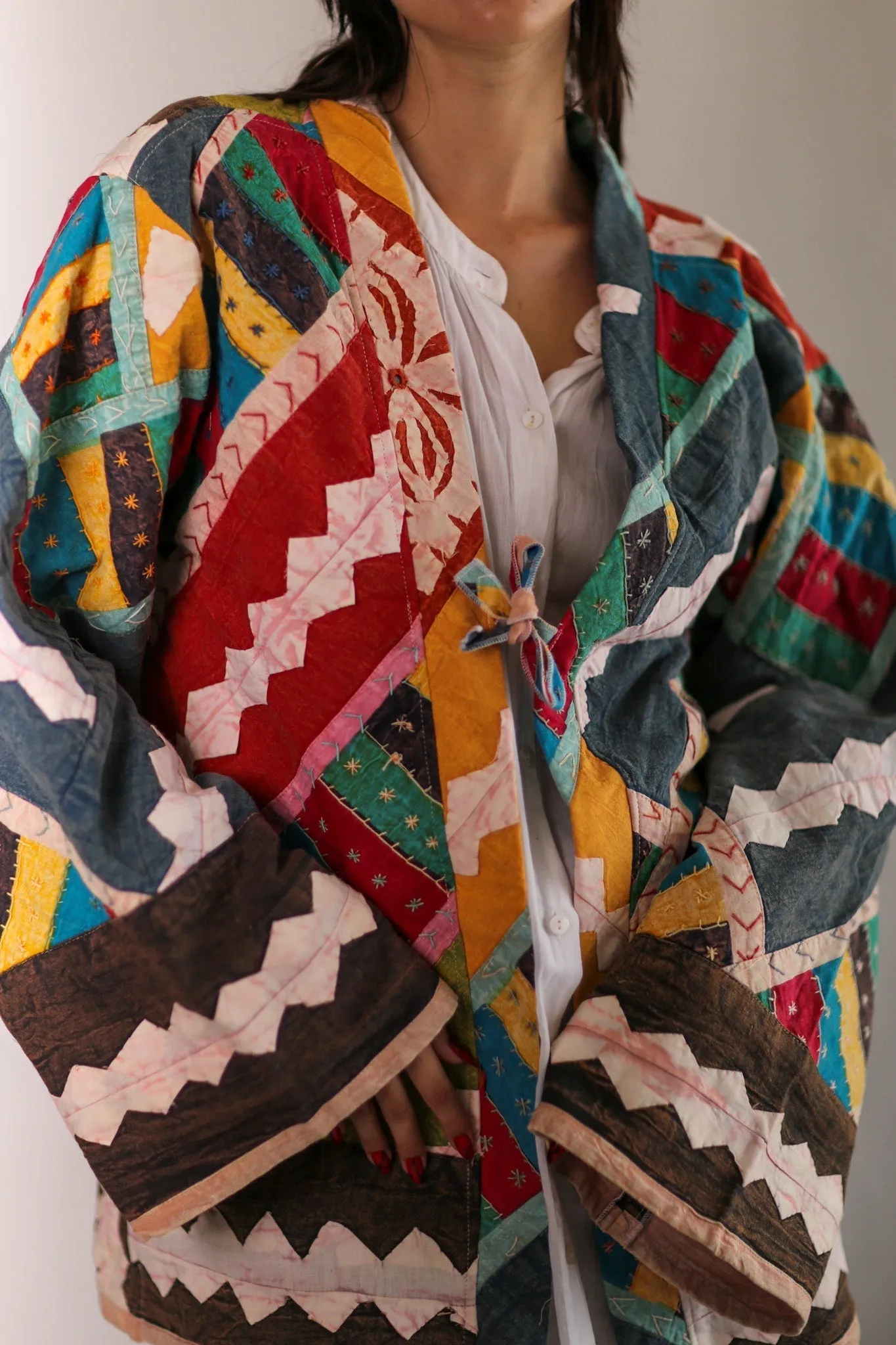 EMBROIDERED PATCHWORK KIMONO HILO