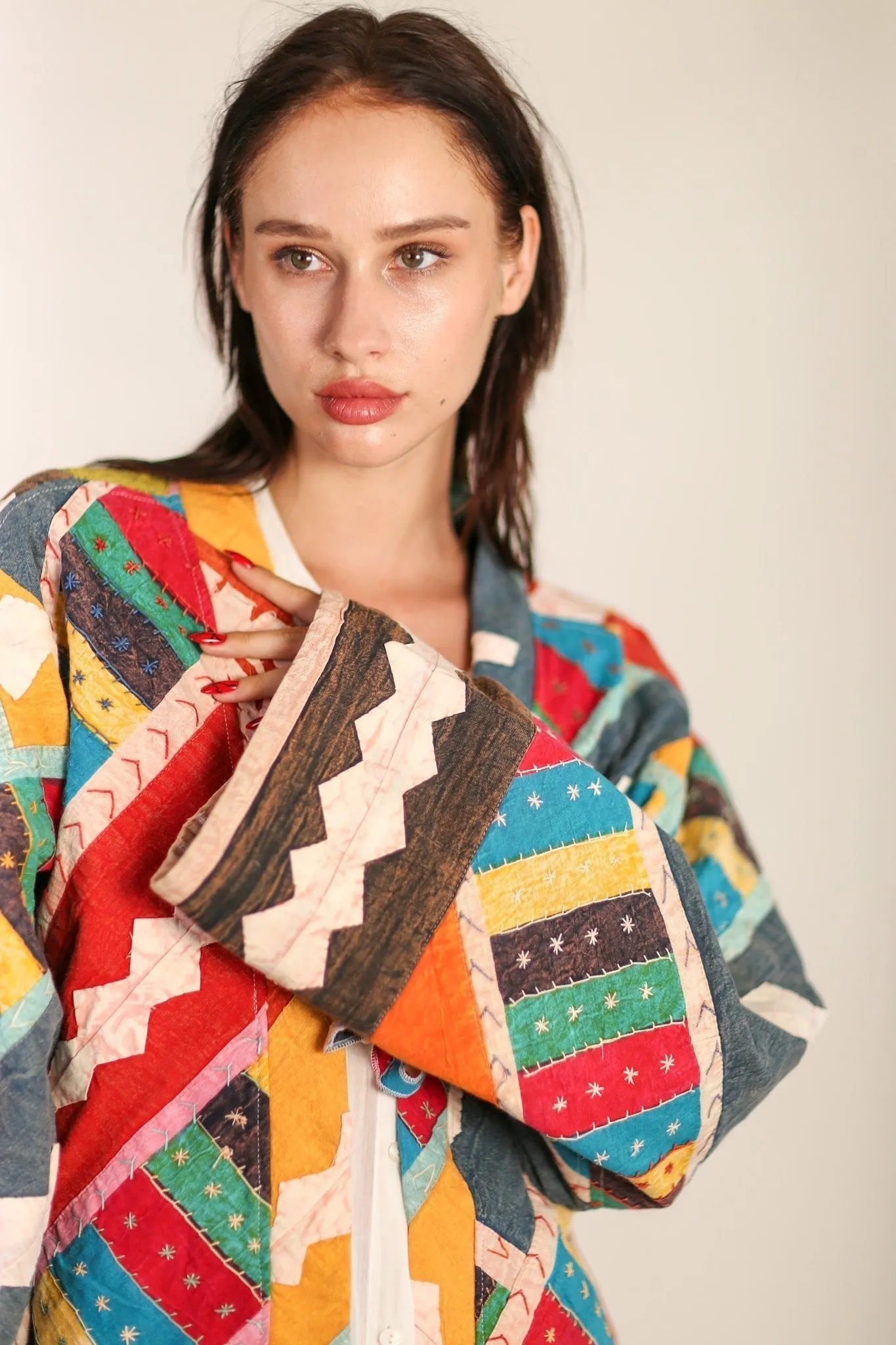 EMBROIDERED PATCHWORK KIMONO HILO