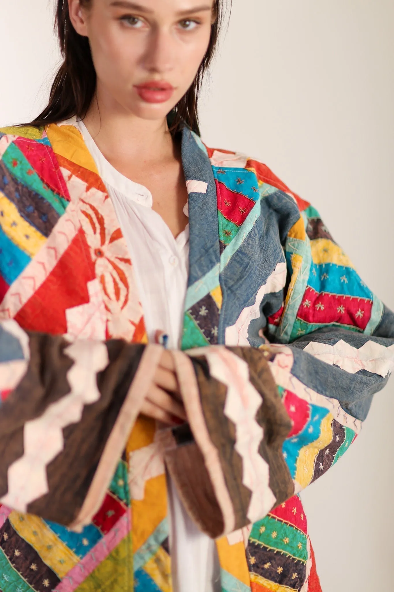 EMBROIDERED PATCHWORK KIMONO HILO