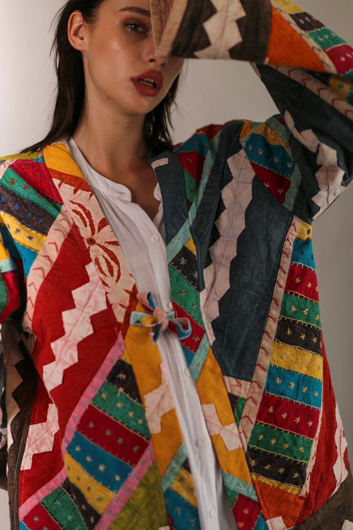EMBROIDERED PATCHWORK KIMONO HILO