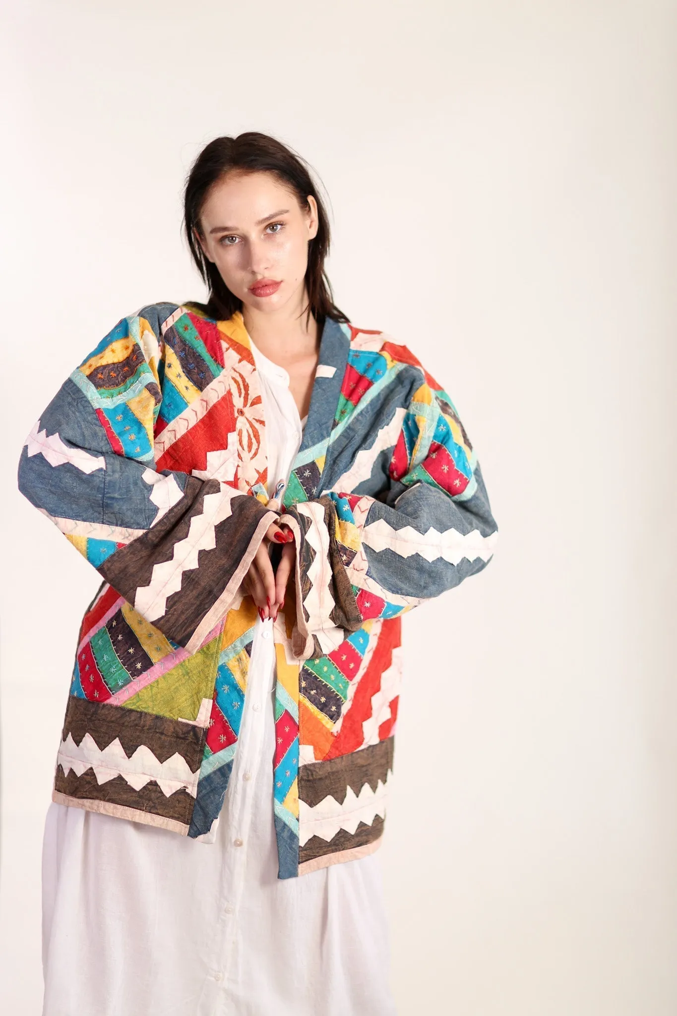 EMBROIDERED PATCHWORK KIMONO HILO