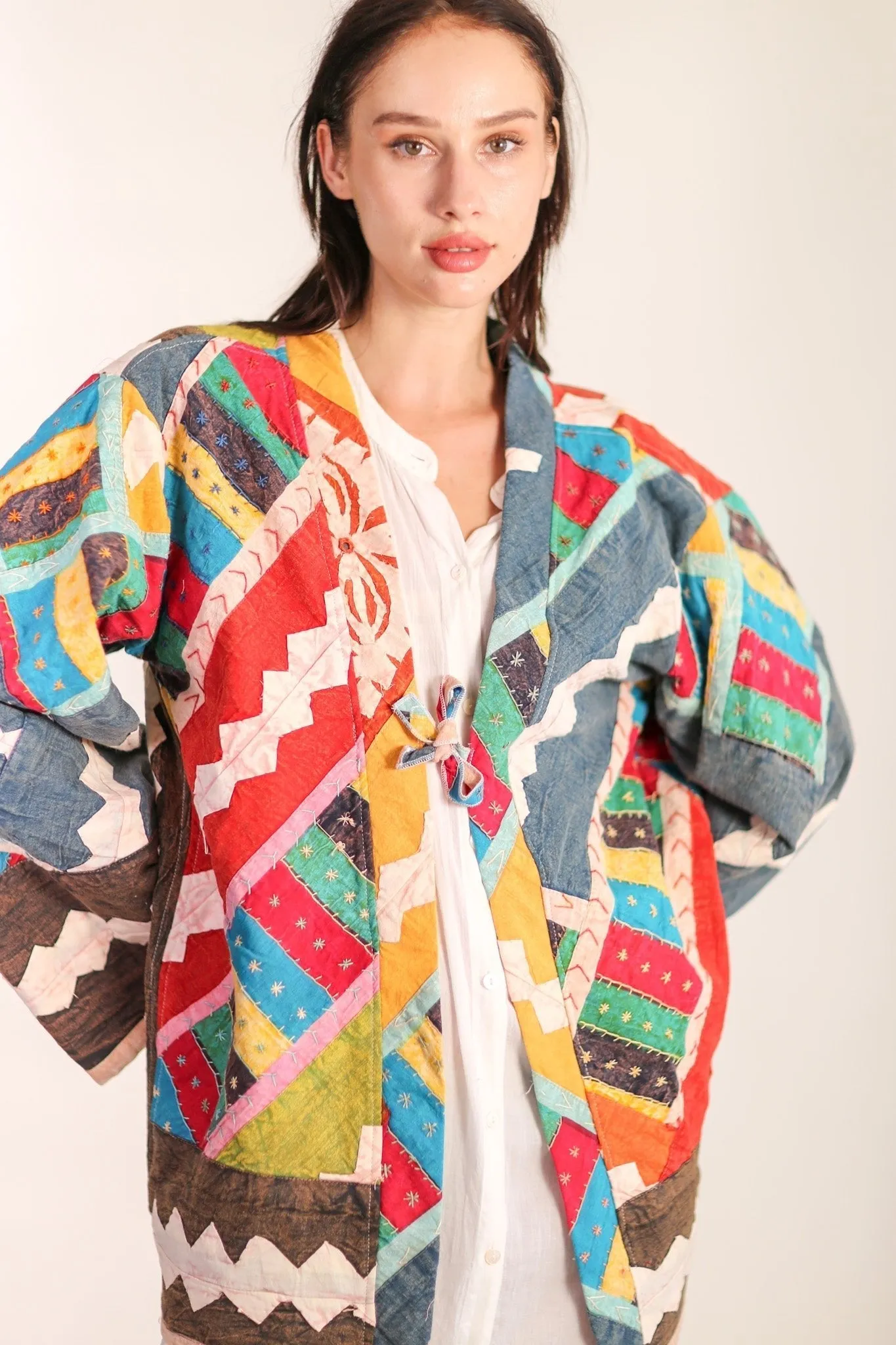 EMBROIDERED PATCHWORK KIMONO HILO