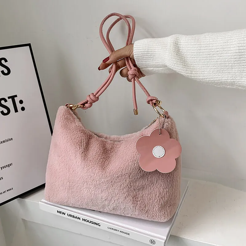Fashionable Underarm Shoulder Fur Fluffy Bag For Women-Showtown