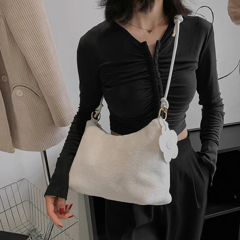 Fashionable Underarm Shoulder Fur Fluffy Bag For Women-Showtown