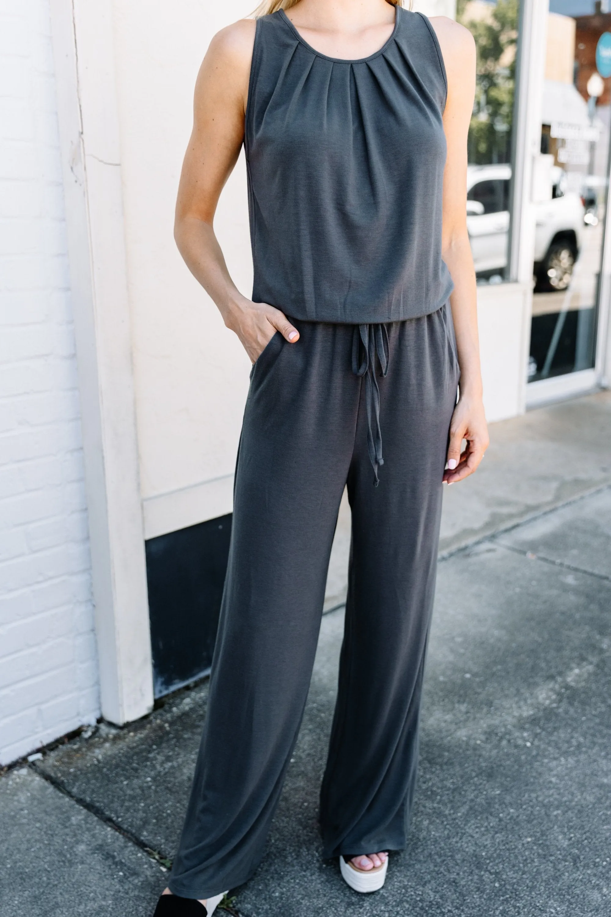 Feeling So Free Ash Gray Jumpsuit