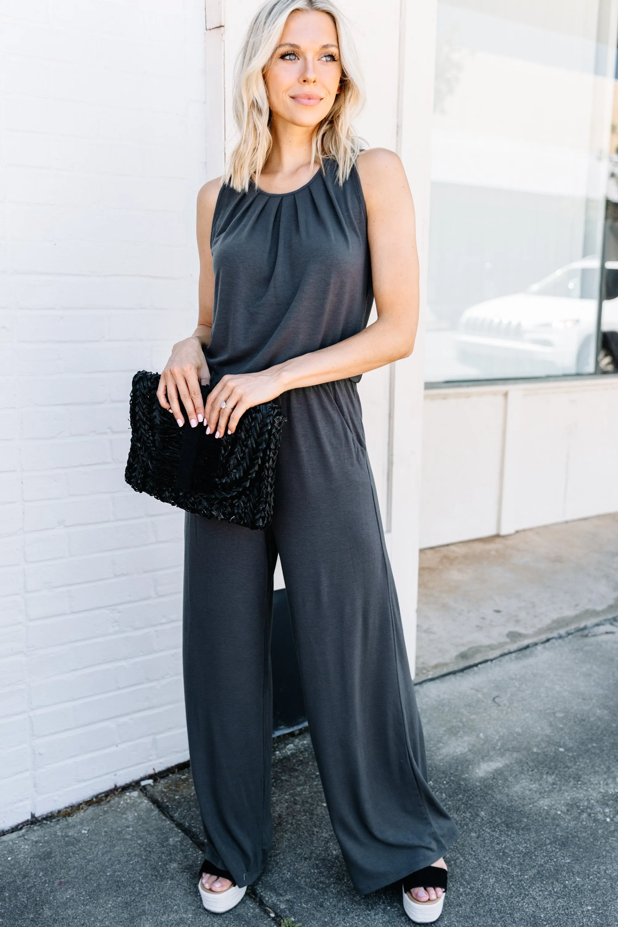 Feeling So Free Ash Gray Jumpsuit