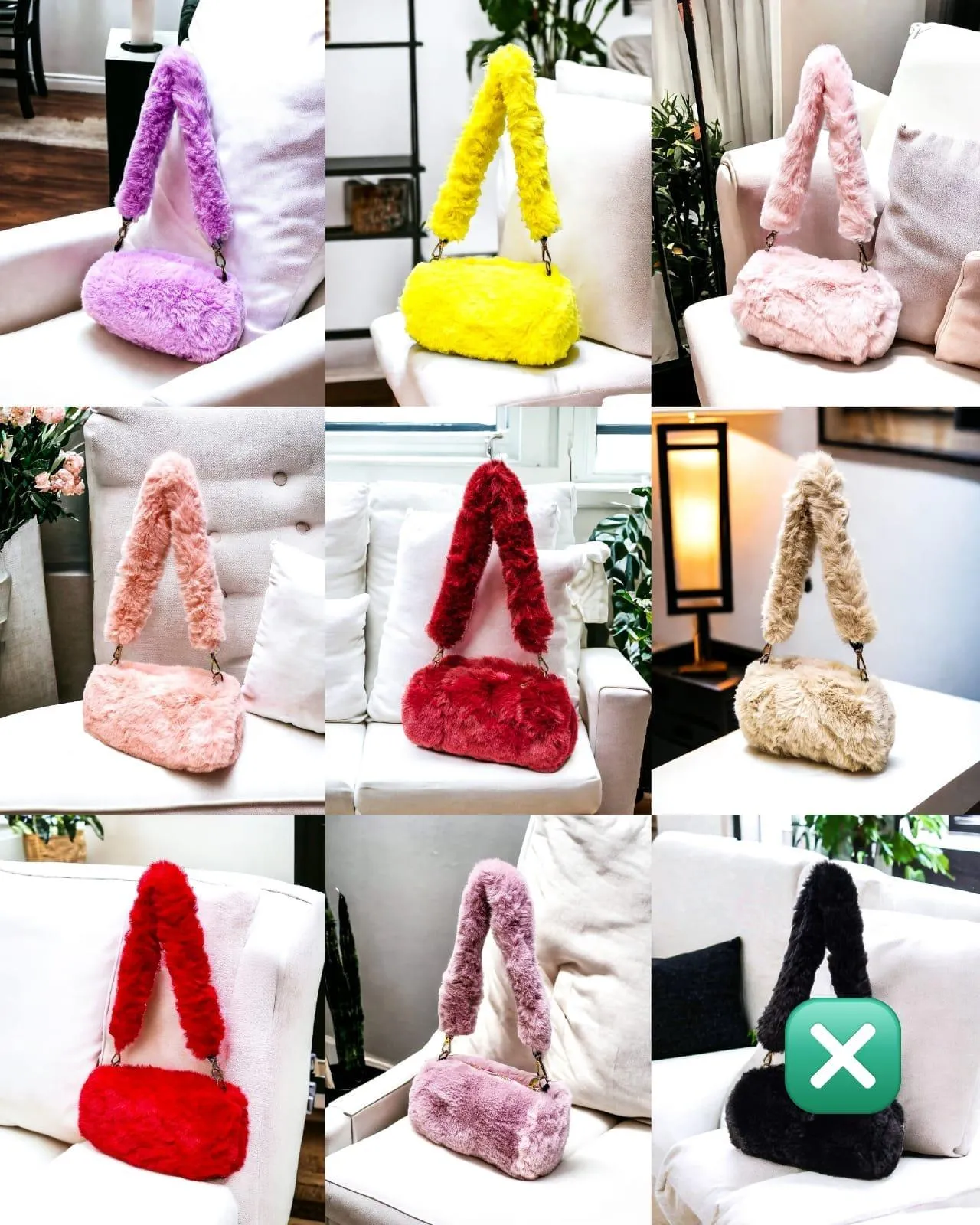 Fluffy Fur Long Handle Bag