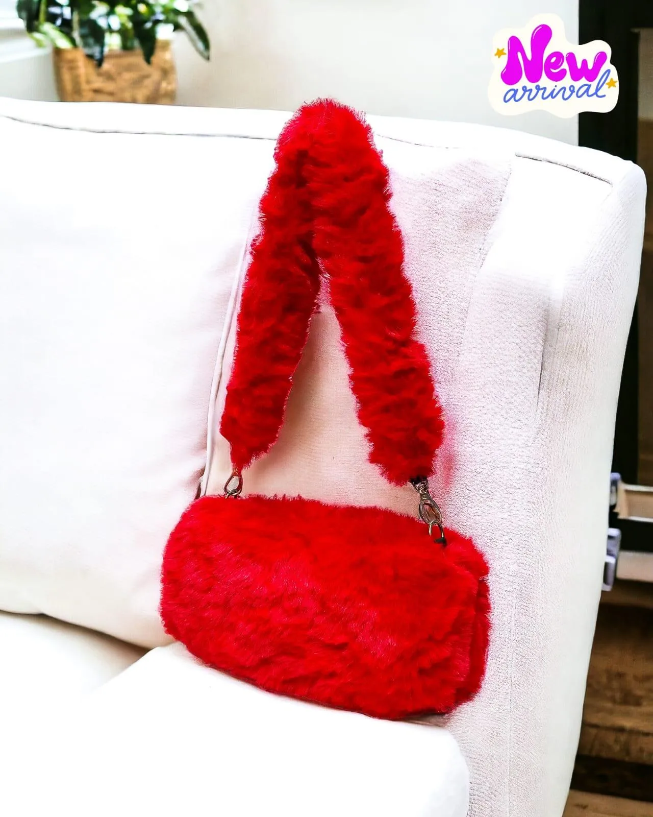 Fluffy Fur Long Handle Bag