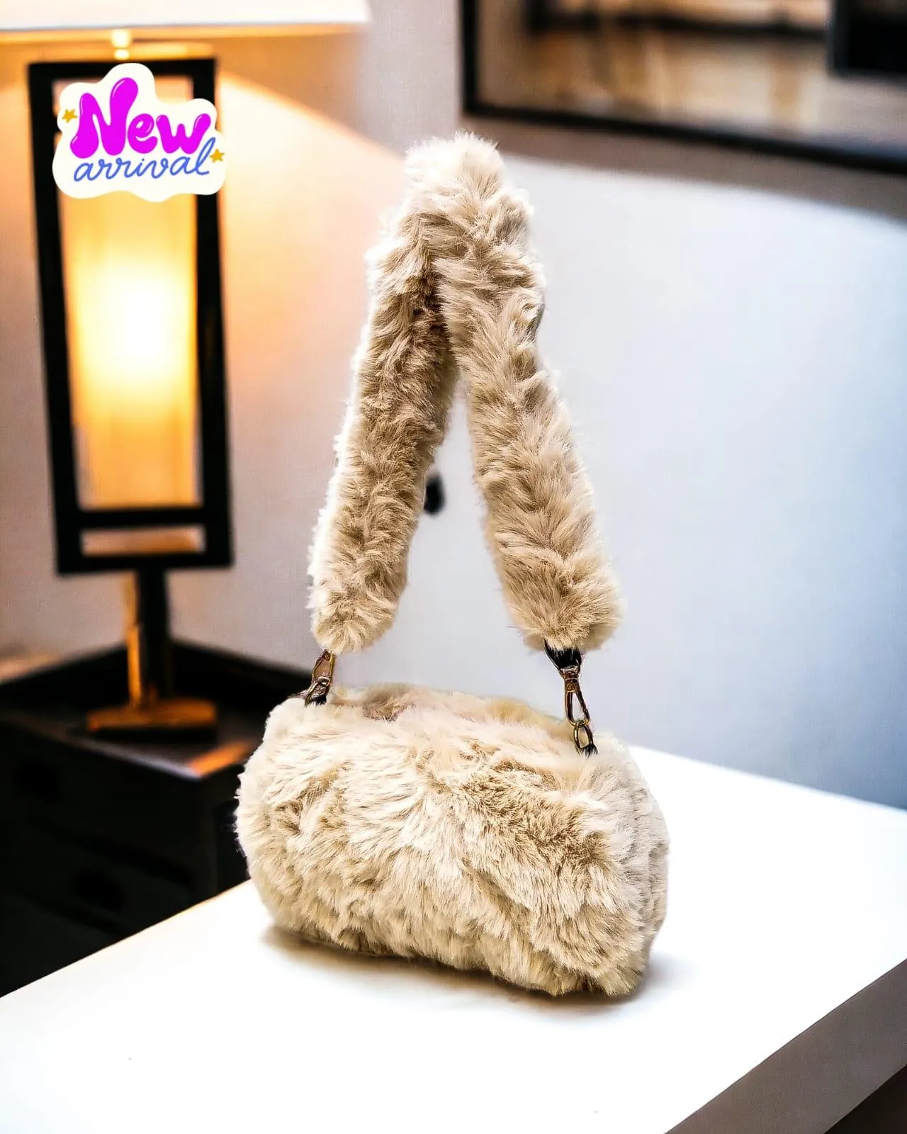 Fluffy Fur Long Handle Bag