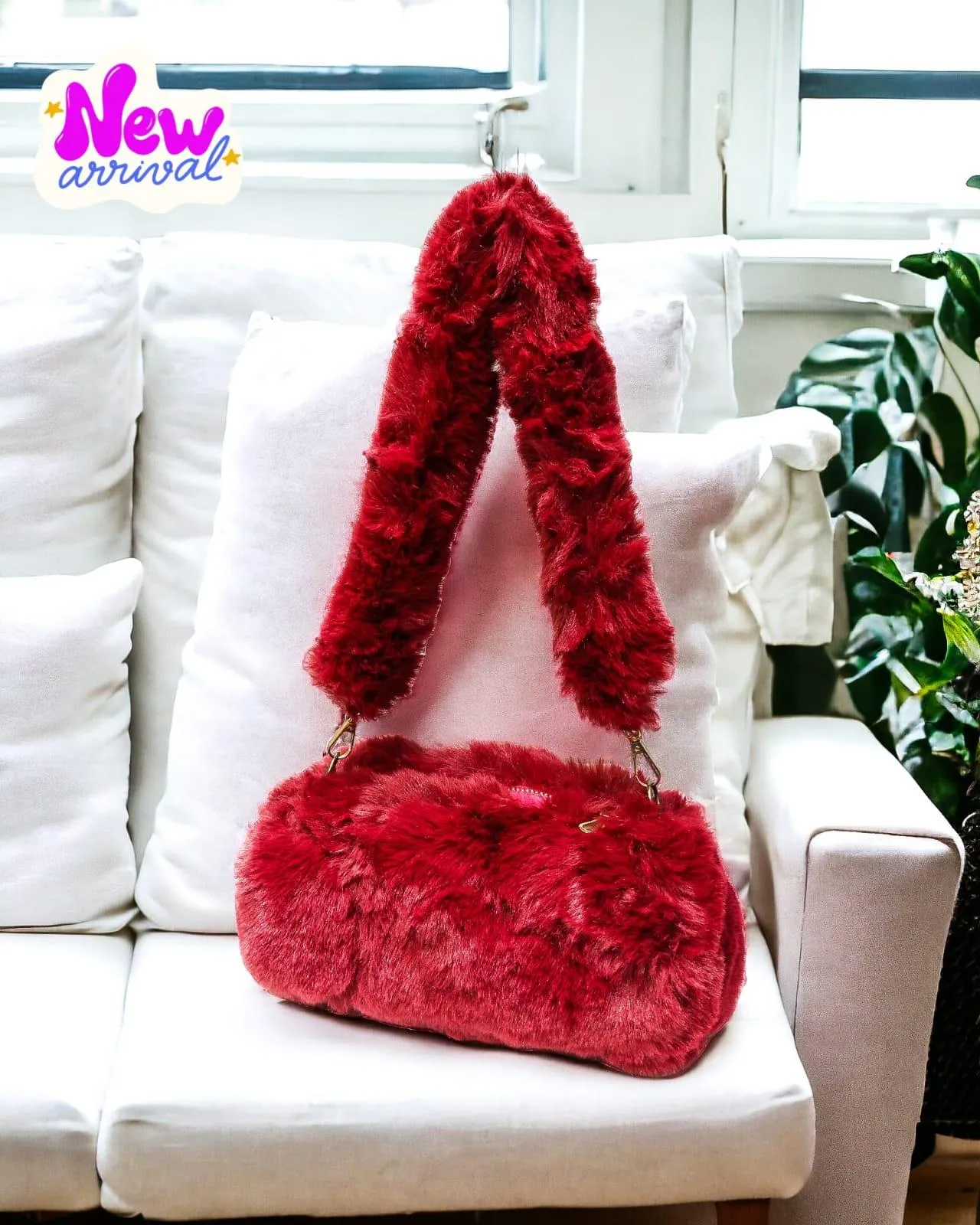 Fluffy Fur Long Handle Bag
