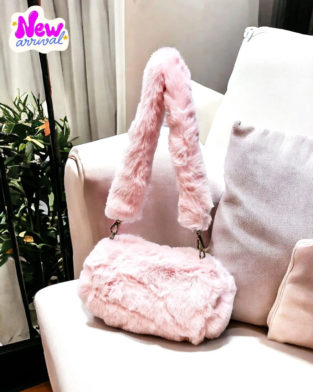 Fluffy Fur Long Handle Bag