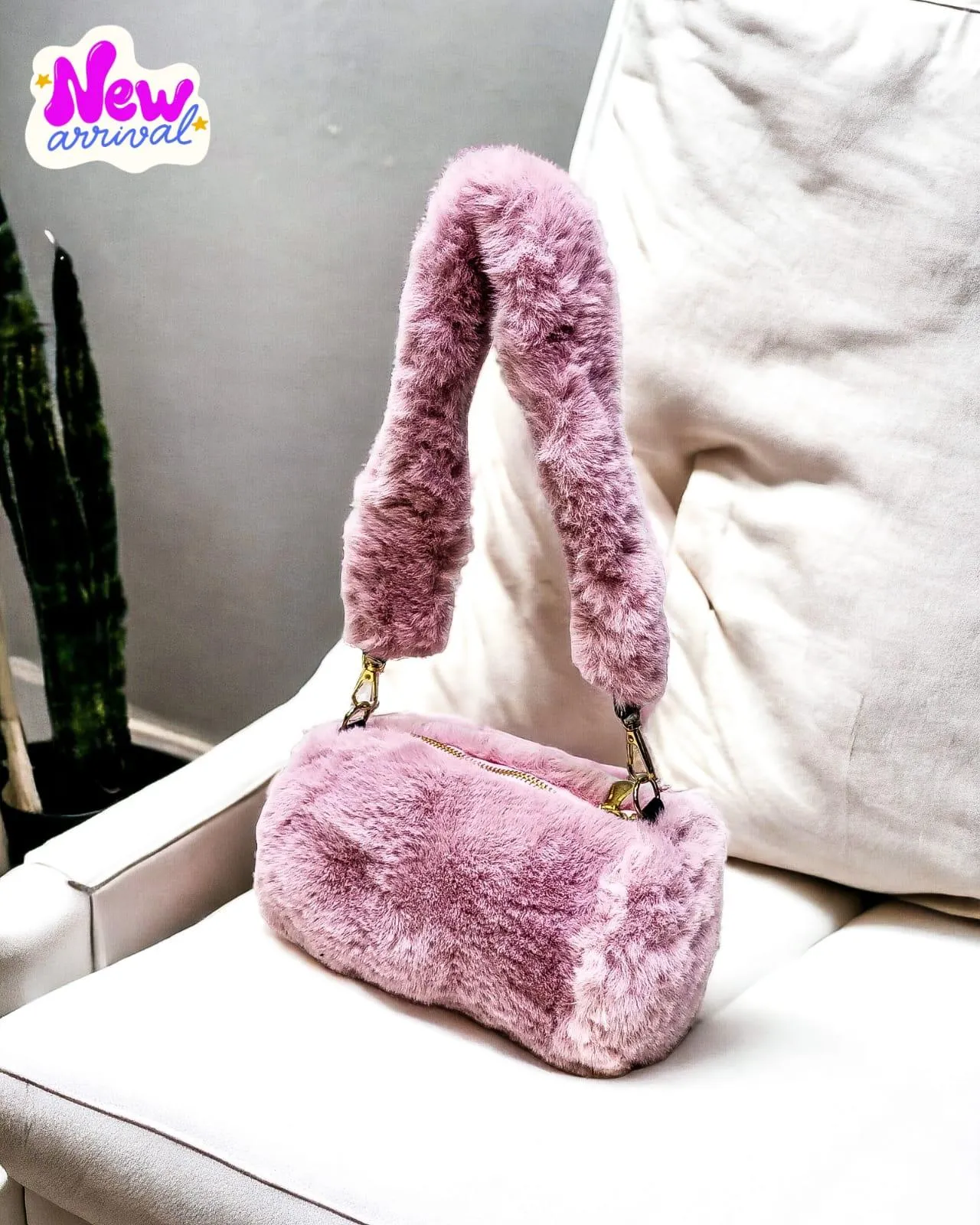 Fluffy Fur Long Handle Bag