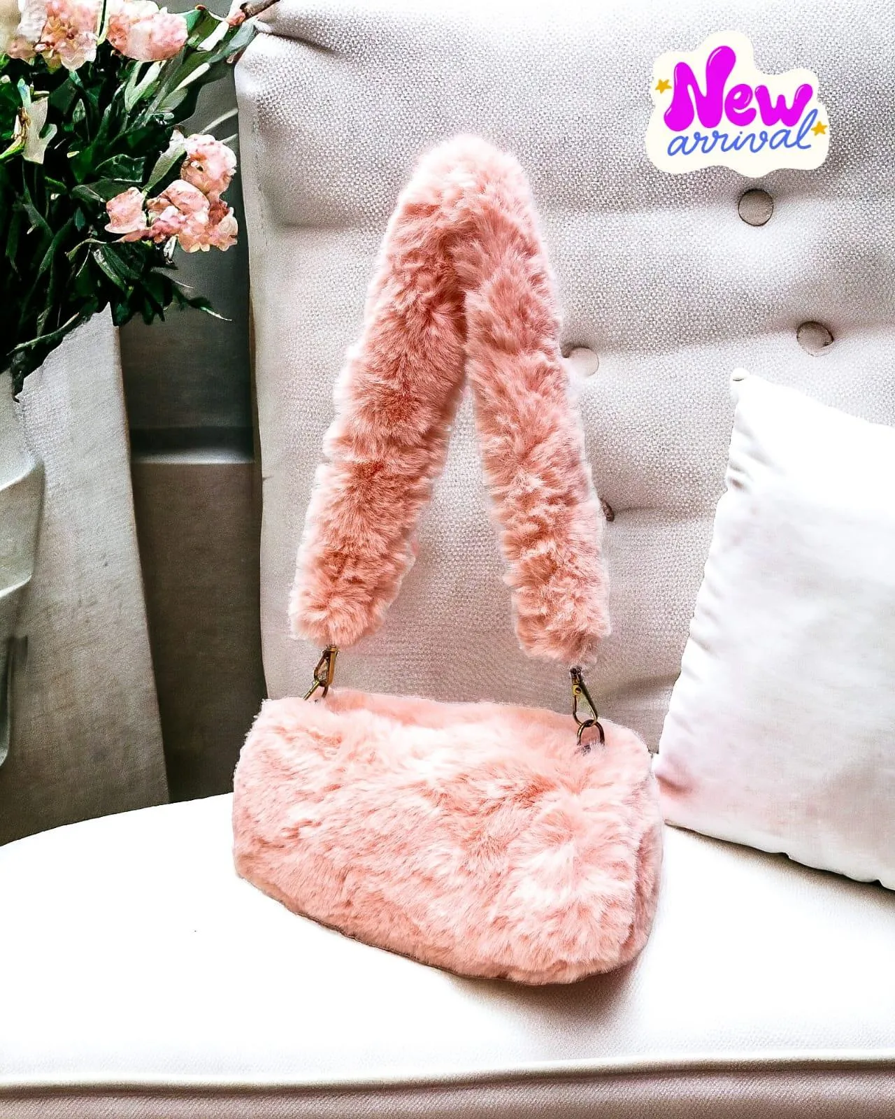 Fluffy Fur Long Handle Bag