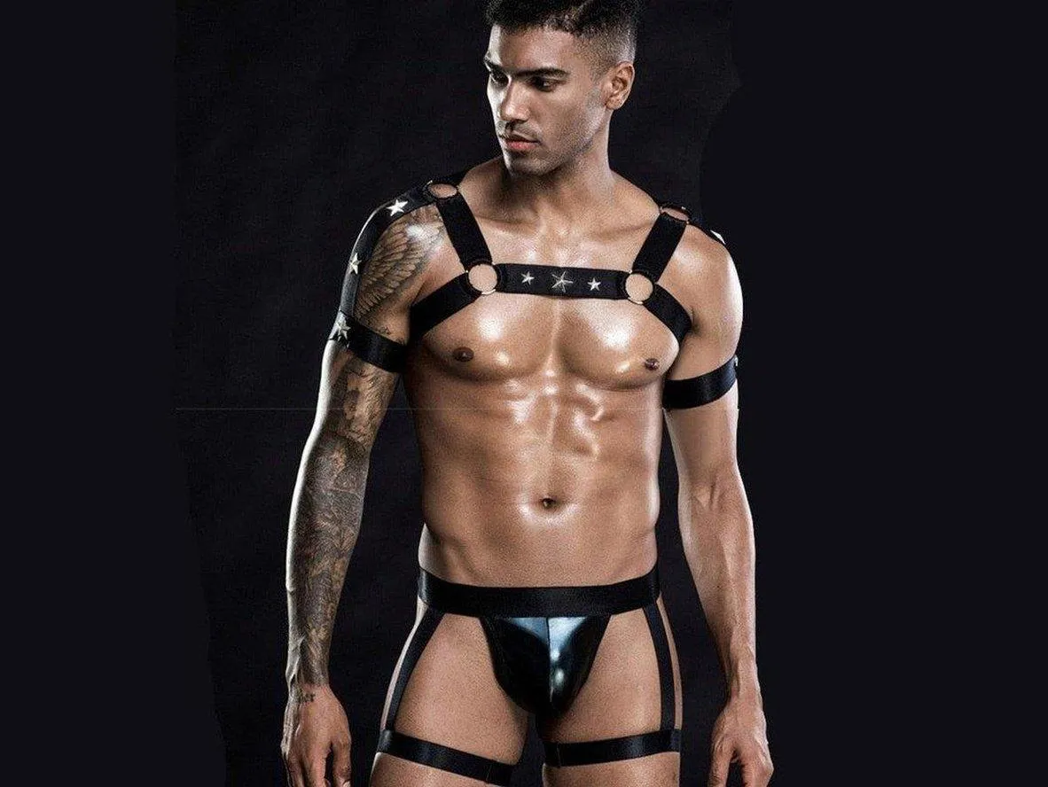 Gay Bodysuits | Clubwear Leg & Chest Harness Straps