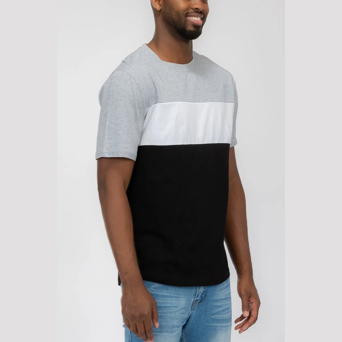 Grey Color Block Tee