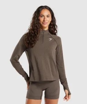 Gymshark Vital Seamless 1/4 Zip Pullover - Penny Brown Marl