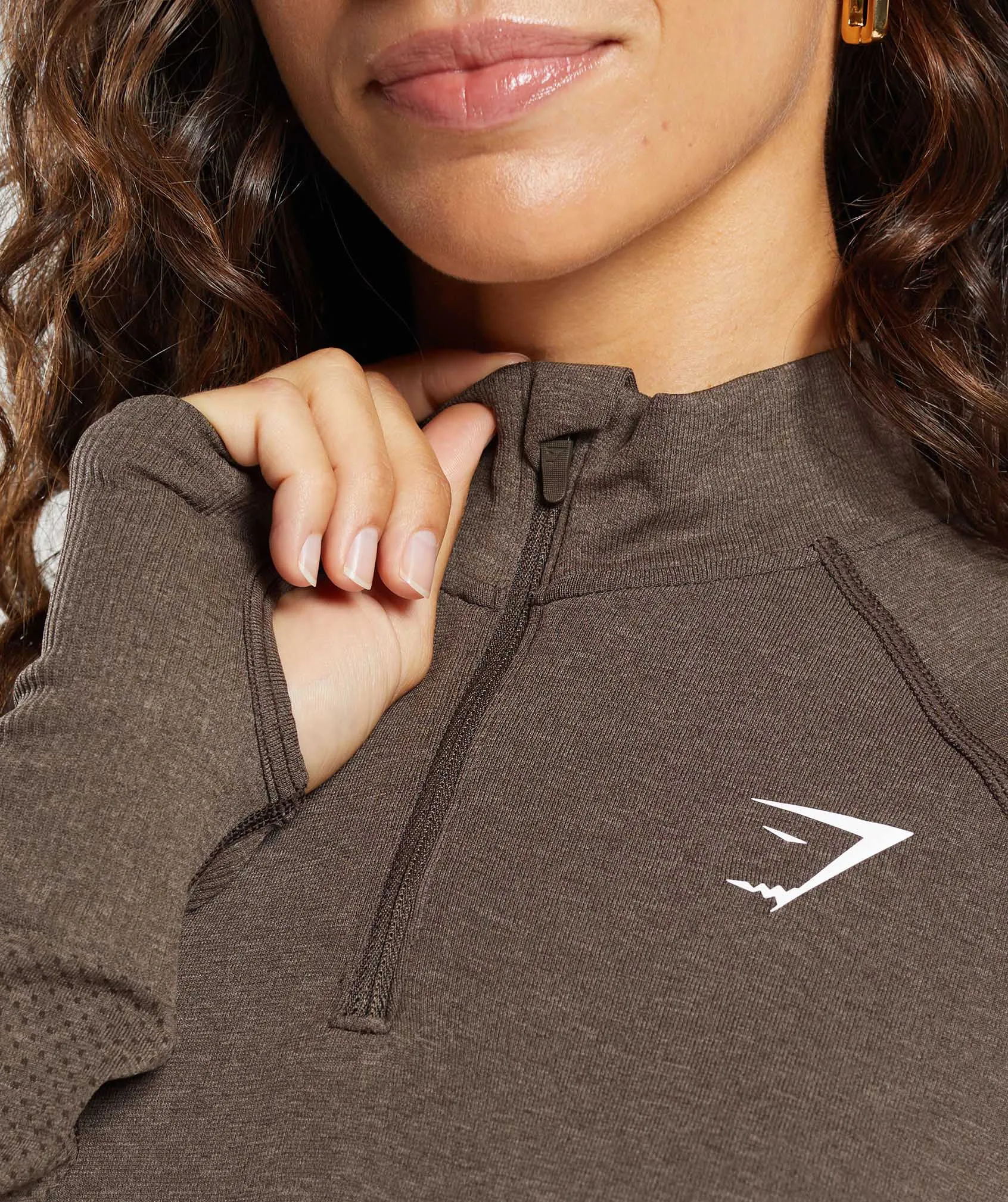 Gymshark Vital Seamless 1/4 Zip Pullover - Penny Brown Marl
