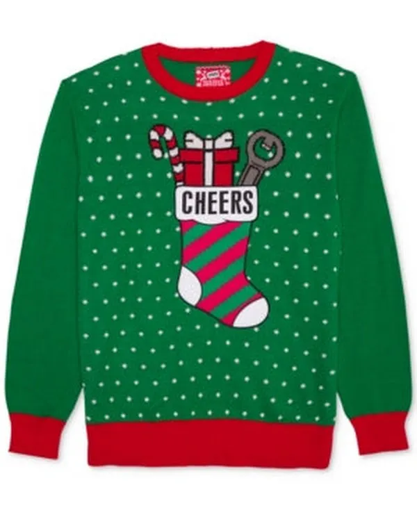 Hybrid Mens Bottle Holder Applique Pullover Sweater