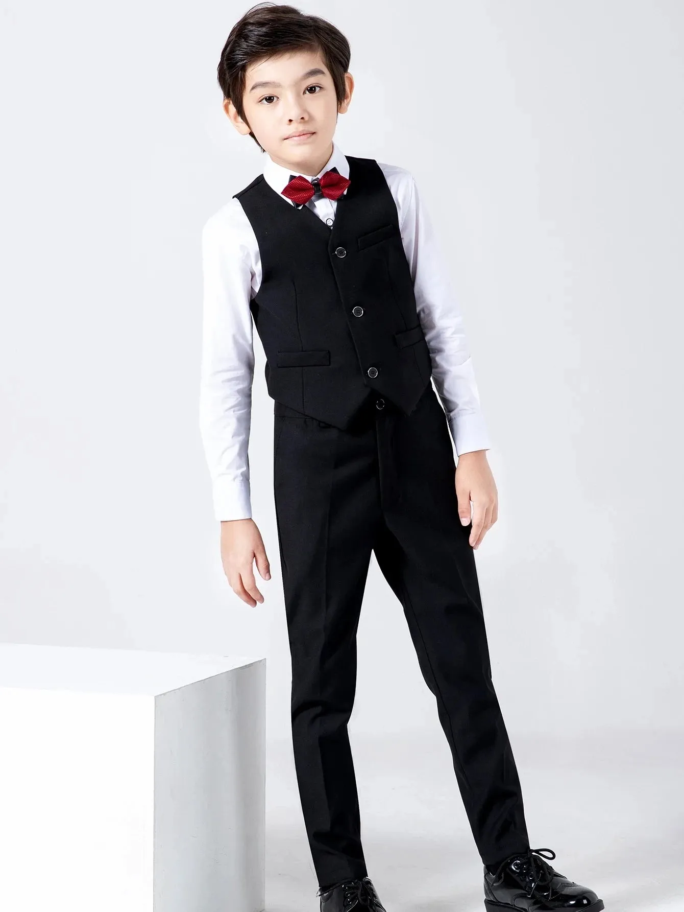 Kids Suit Pants, Boys  Pants With Solid Color, Preppy Slim Suit Pants With Pocket, Versatile Clothing  Boys' solid color pants