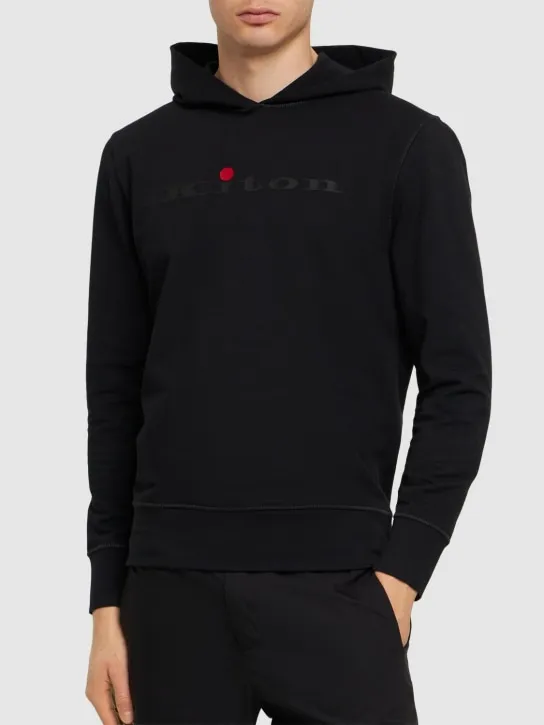 Kiton   Logo cotton hooded sweatshirt 