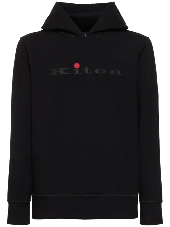 Kiton   Logo cotton hooded sweatshirt 