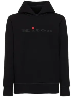 Kiton   Logo cotton hooded sweatshirt 