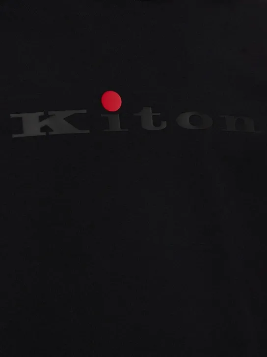 Kiton   Logo cotton hooded sweatshirt 