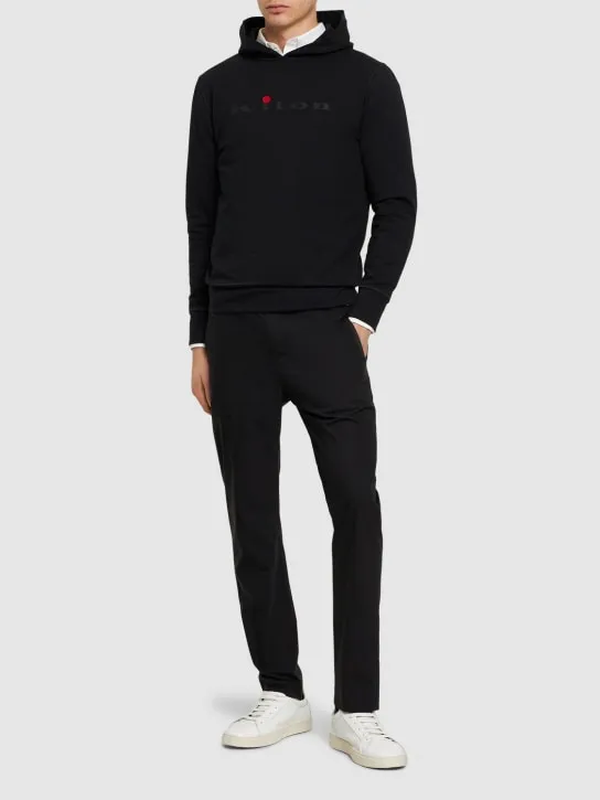 Kiton   Logo cotton hooded sweatshirt 