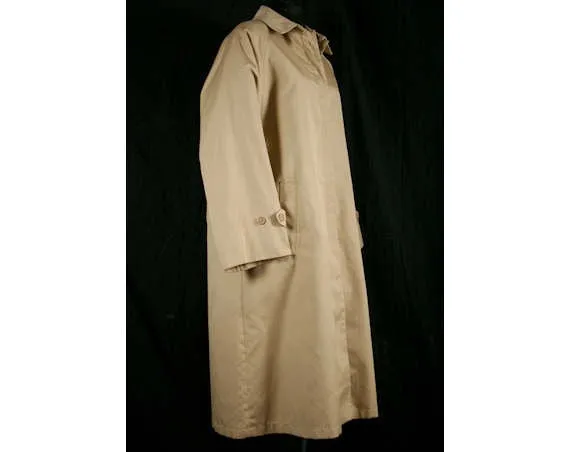 Large Bonnie Cashin 1960s Tan Trench Style Coat - 60s Designer Lightweight Coat - Fall Overcoat with Red Lining - Bust 41.5 - 40574-1