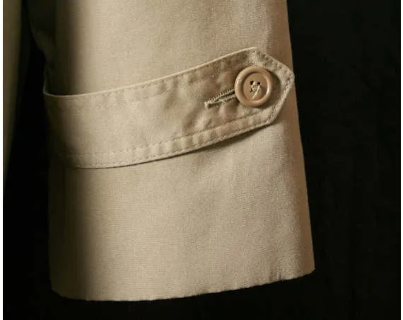 Large Bonnie Cashin 1960s Tan Trench Style Coat - 60s Designer Lightweight Coat - Fall Overcoat with Red Lining - Bust 41.5 - 40574-1
