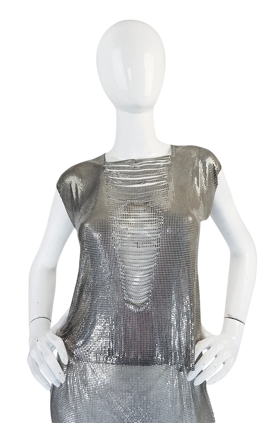 Late 1980s Paco Rabanne Silver Metal Mesh Set