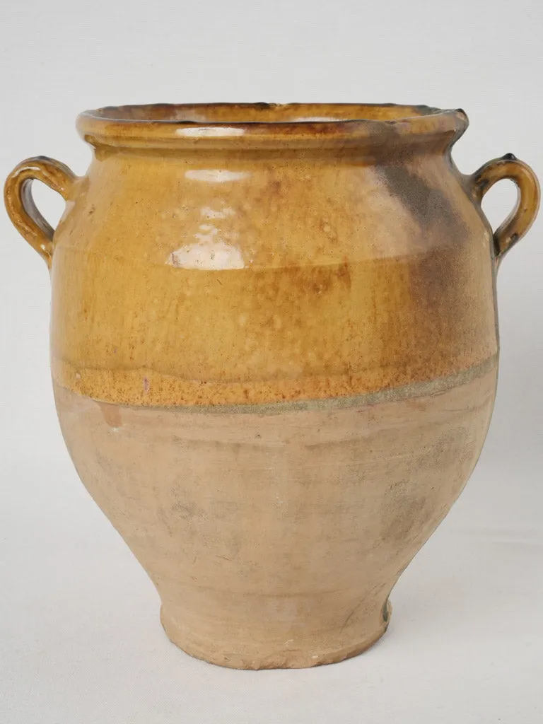 Late 19th Century French Confit Pot w/ ocher & green glaze 13½"