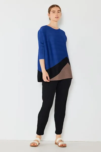 Marina West Swim Pleated Horizontal Rib Color Block Top