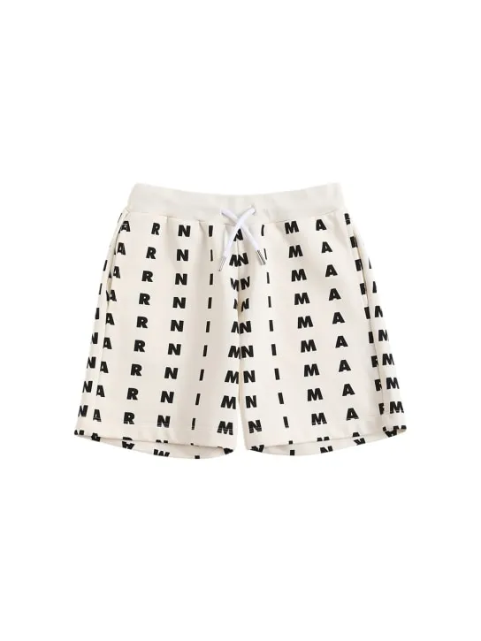 Marni Junior   All over logo print cotton shorts 