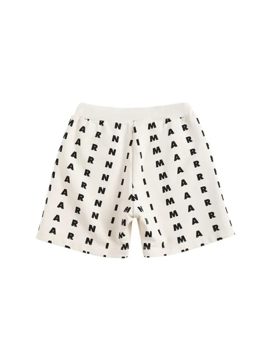 Marni Junior   All over logo print cotton shorts 