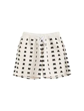 Marni Junior   All over logo print cotton shorts 