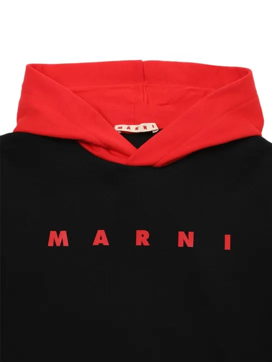 Marni Junior   Cotton hooded sweatshirt w/logo 