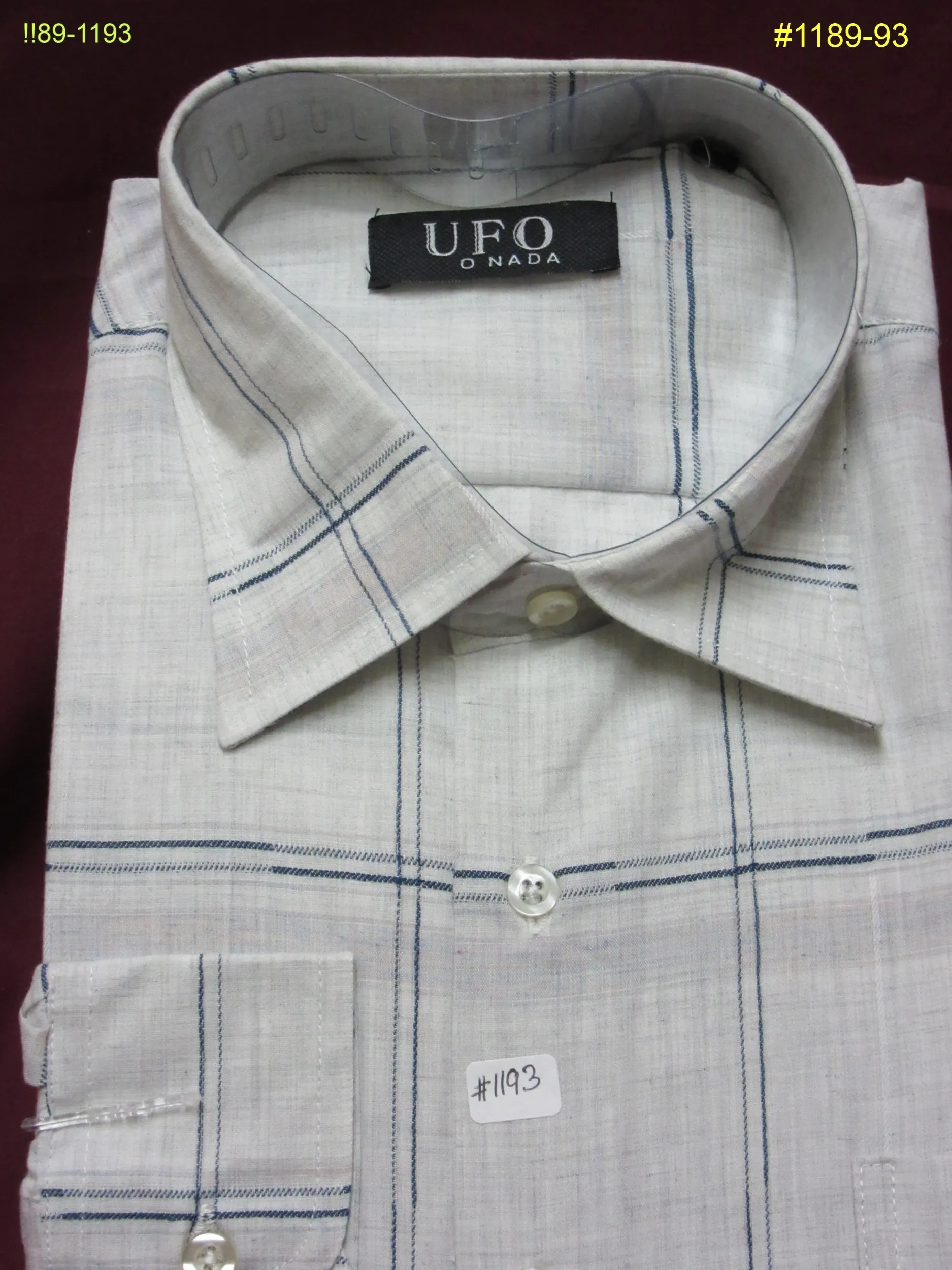 Men's 1190 Dress Shirt Beige Check Men's Dress Shirt Shieno