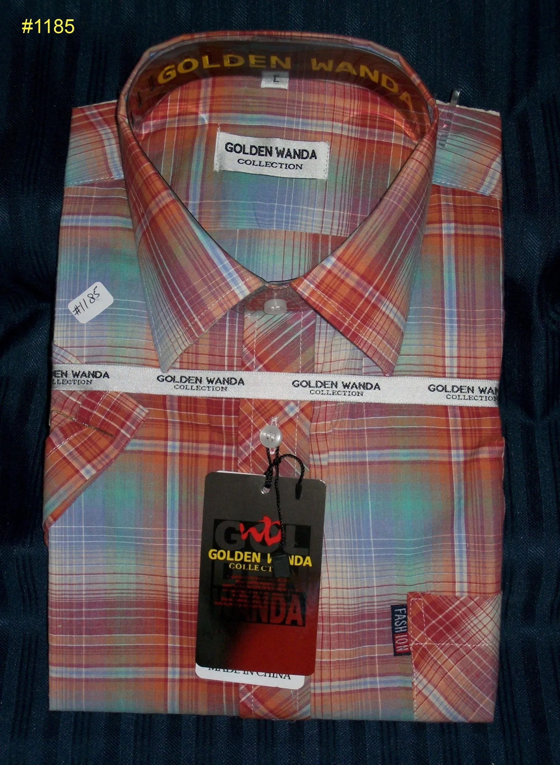 Men's 1190 Dress Shirt Beige Check Men's Dress Shirt Shieno