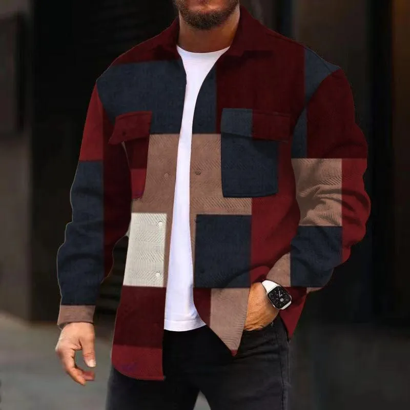 Men's Corduroy Print Long Sleeve Shirt Jacket 61102220L