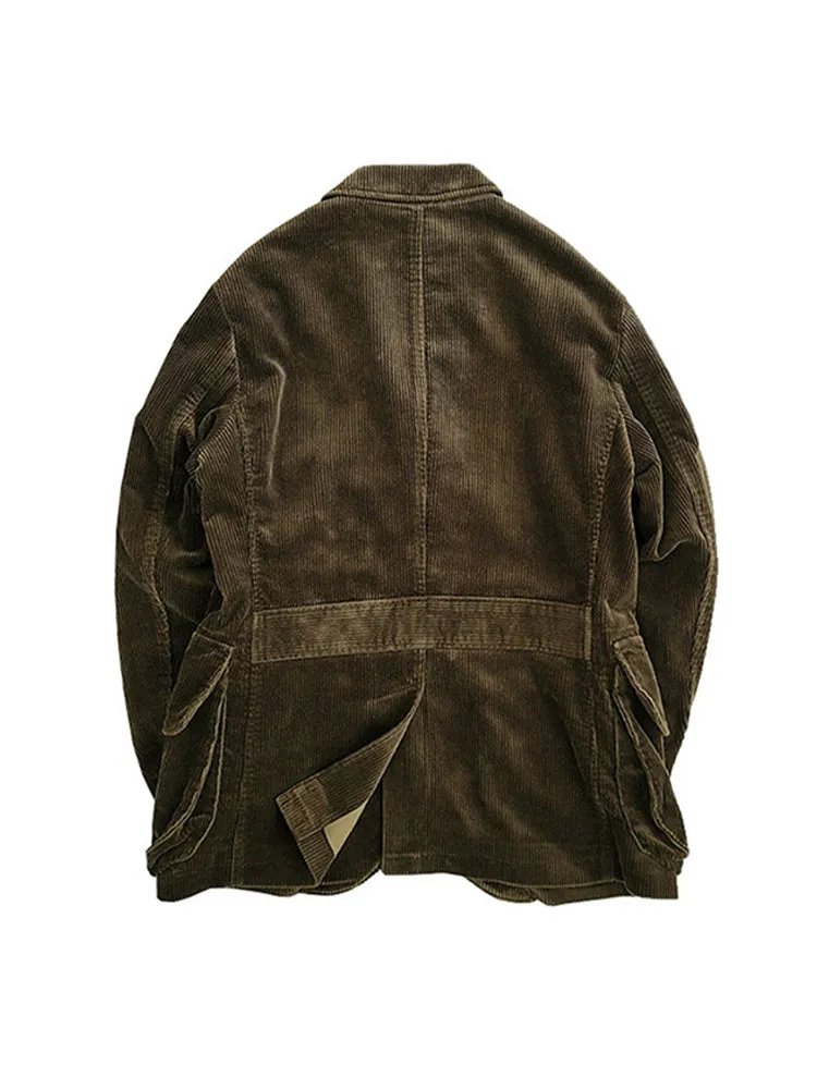 Men's Corduroy Safari Suit Jacket Brown