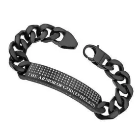 Men's Stainless Steel Black Sport Bracelet Armor Of God